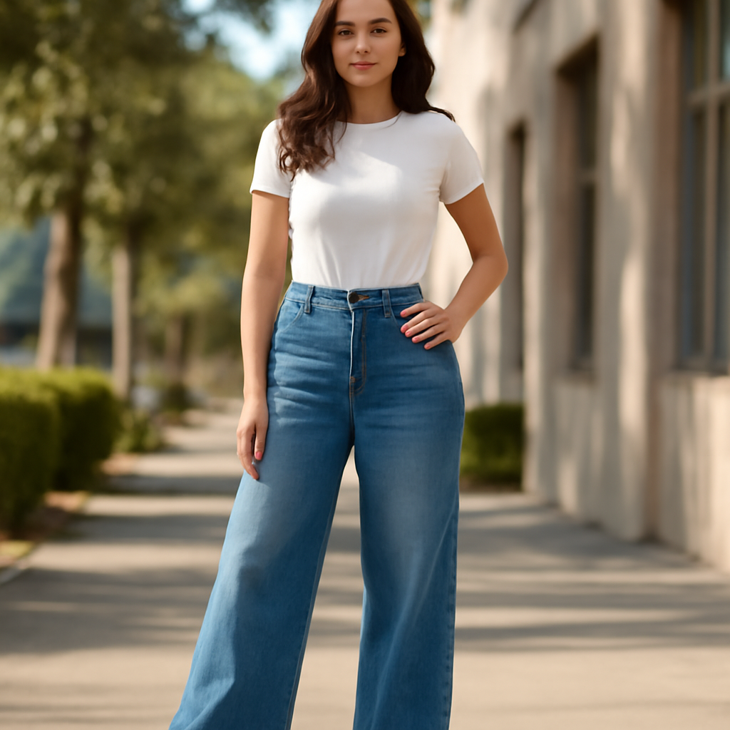 Guide d'achat du Jean Wide Leg Femme | PorterStyle – Utilisation au jardin (IA)